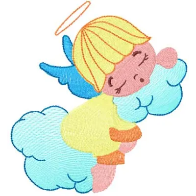 Sleeping angel 4 embroidery design preview showcasing a serene angel motif for creative stitching projects.