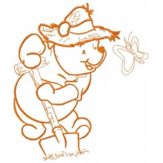 Winnie Pooh gardener 3 embroidery design - Embroidery Design