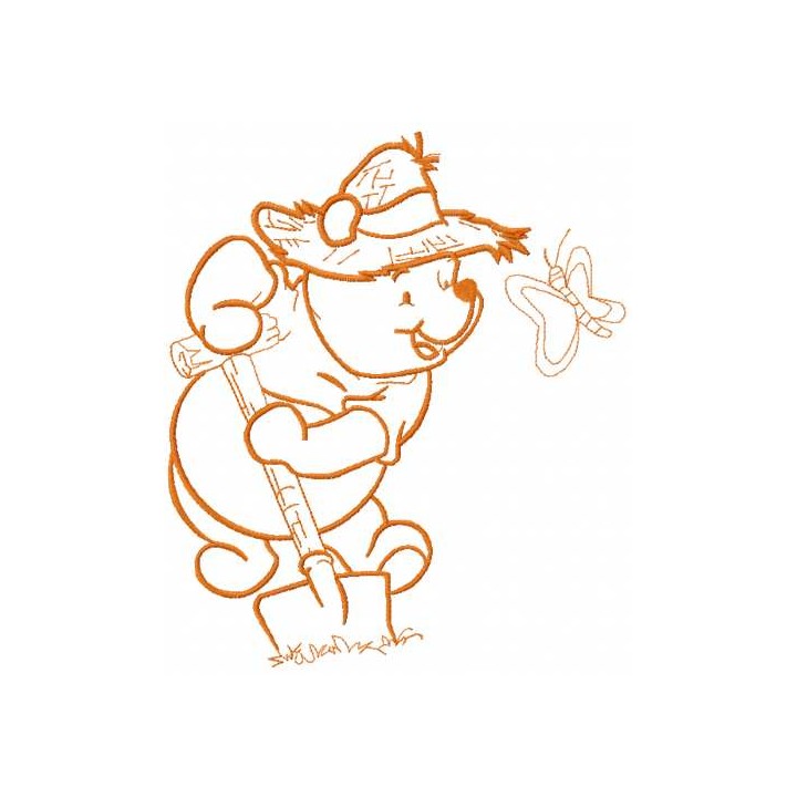 Winnie Pooh gardener 3 embroidery design - Embroidery Design