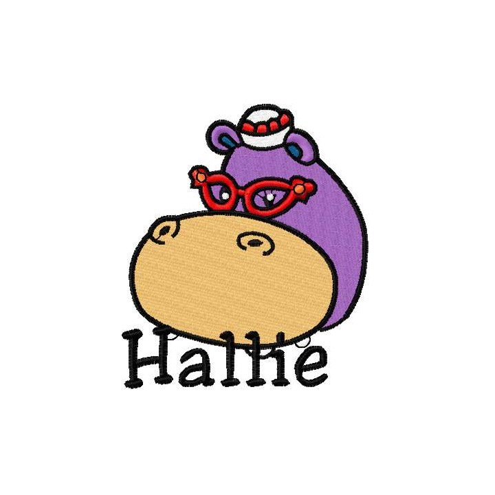 Hallie Hippo 10 embroidery design - Embroidery Design