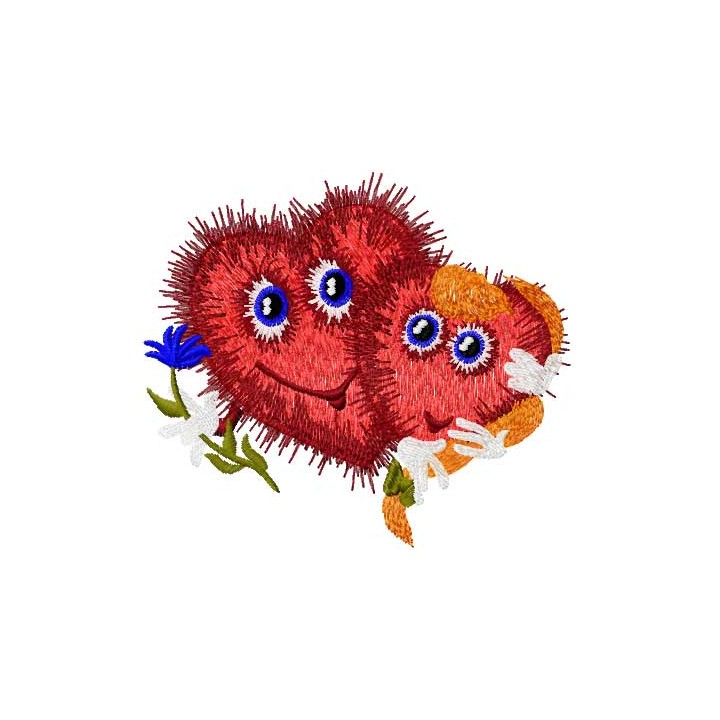 Two happy hearts 2 embroidery design - Embroidery Design