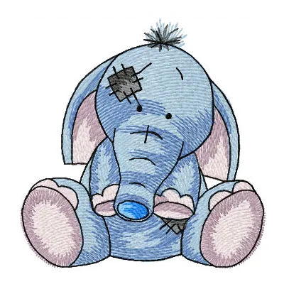 My cute elephant embroidery design preview showcasing adorable details for stitching on various fabrics.