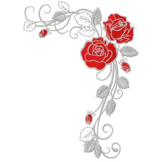 Grey rose embroidery design - Embroidery Design