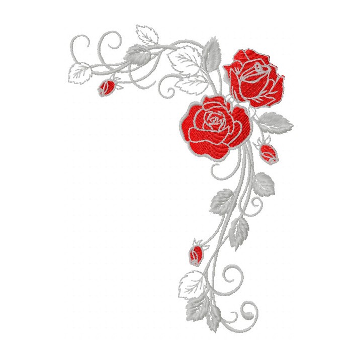 Grey rose embroidery design - Embroidery Design