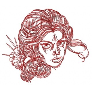 Spanish girl sketch embroidery design - Embroidery Design