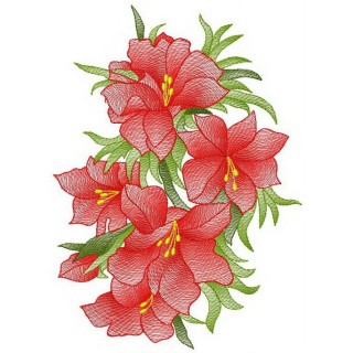 Fiery bouquet embroidery design - Embroidery Design