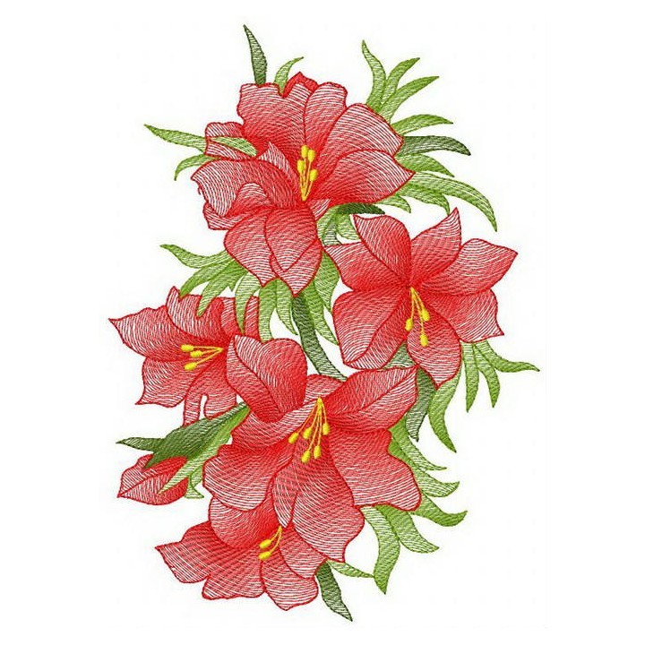 Fiery bouquet embroidery design - Embroidery Design