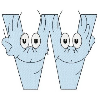 Dr. Seuss alphabet letter W embroidery design - Embroidery Design