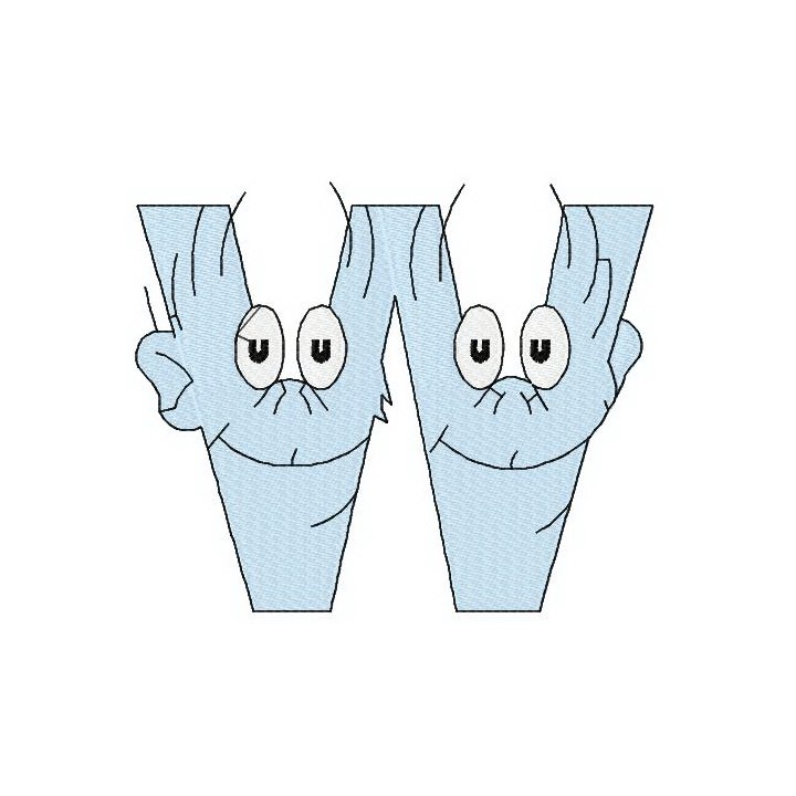 Dr. Seuss alphabet letter W embroidery design - Embroidery Design