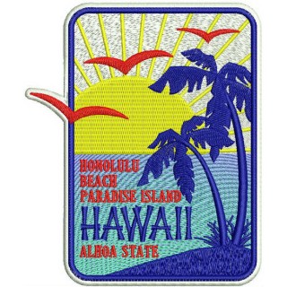 Hawaii badge 2 embroidery design - Embroidery Design