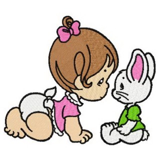 Hello bunny embroidery design - Embroidery Design