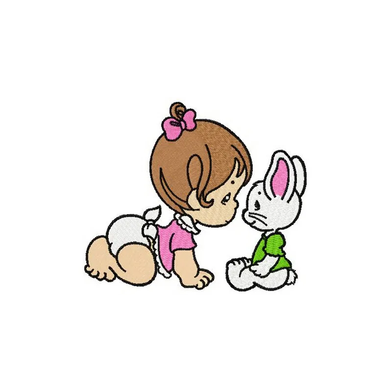 Hello bunny embroidery design showcasing a cute stitched motif, perfect for baby onesies and spring-themed projects.