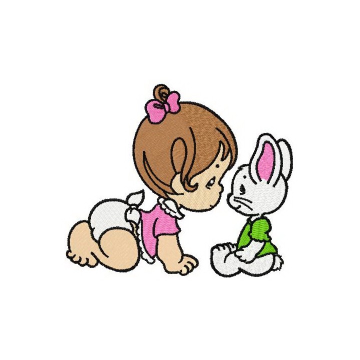 Hello bunny embroidery design - Embroidery Design