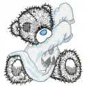 Applique embroidery design featuring a teddy bear getting ready for bed, ideal for children's items and decor.