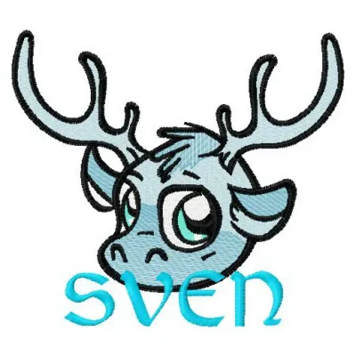 Sven chibi 6 embroidery design featuring a cute reindeer from Frozen, perfect for stitching on fabric items.