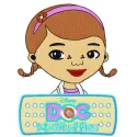 Doc McStuffins and logo embroidery design preview featuring vibrant stitching patterns for creative projects.