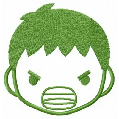 Incredible Hulk face embroidery design showcasing vibrant colors and intricate details for creative stitching projects.