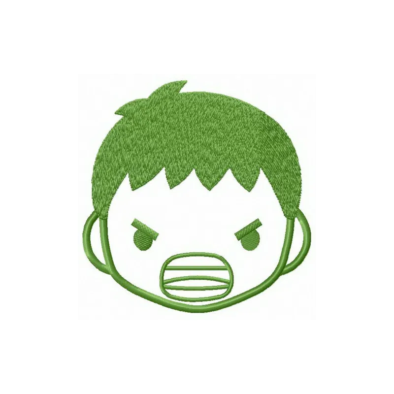 Incredible Hulk face embroidery design showcasing vibrant colors and intricate details for creative stitching projects.