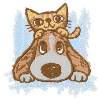 Touching friendship embroidery design - Embroidery Design