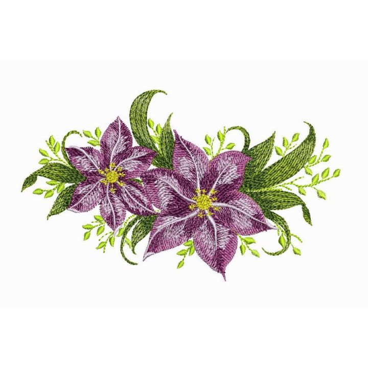 Violet flowers embroidery design - Embroidery Design