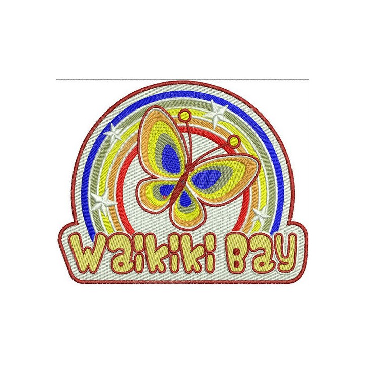 Waikiki bay badge embroidery design - Embroidery Design