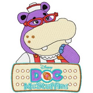 Hallie Hippo and logo embroidery design - Embroidery Design