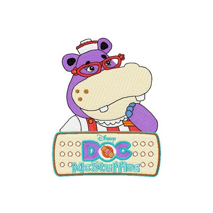 Hallie Hippo and logo embroidery design - Embroidery Design