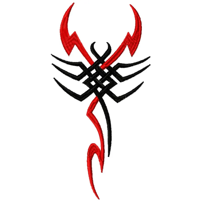 Preview of Tribal Scorpion 2 embroidery design showcasing intricate tribal patterns for creative stitching.