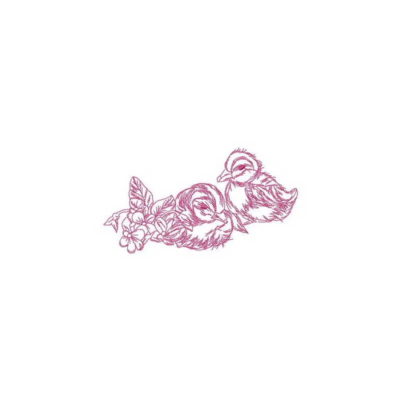 Embroidery design featuring adorable ducklings waiting for their mother, perfect for farm-themed projects.