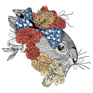 Bunny with flower decoration 3 embroidery design - Embroidery Design