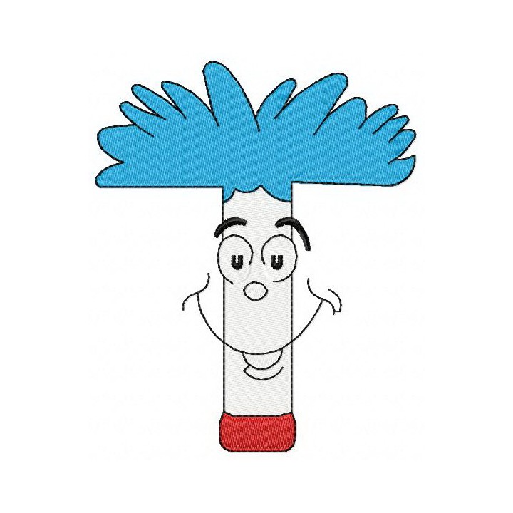Dr. Seuss alphabet letter T embroidery design - Embroidery Design