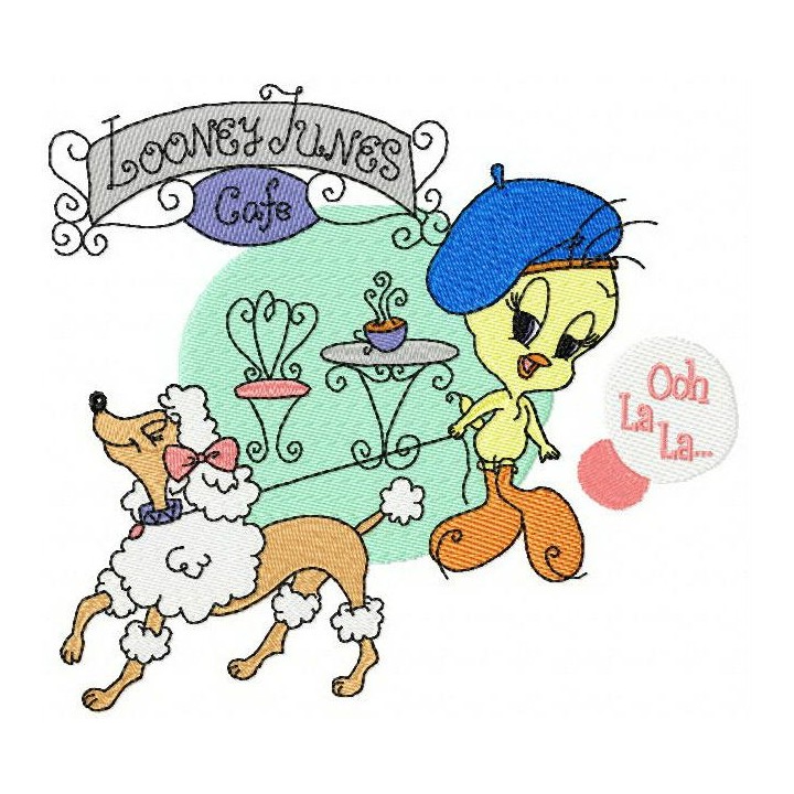 Looney Tunes cafe embroidery design - Embroidery Design