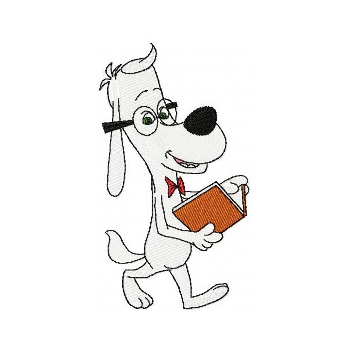 Peabody reading a book embroidery design - Embroidery Design