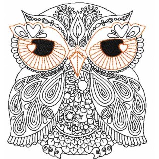 Owl redwork 2 embroidery design - Embroidery Design