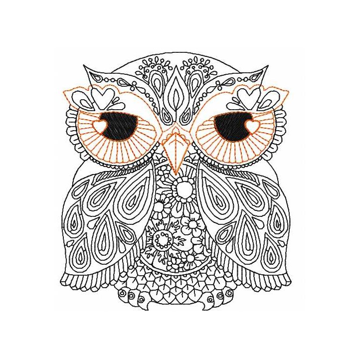 Owl redwork 2 embroidery design - Embroidery Design