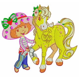 Strawberry Shortcake with Honey Pie Pony embroidery design - Embroidery Design