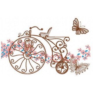 Retro bicycle embroidery design - Embroidery Design
