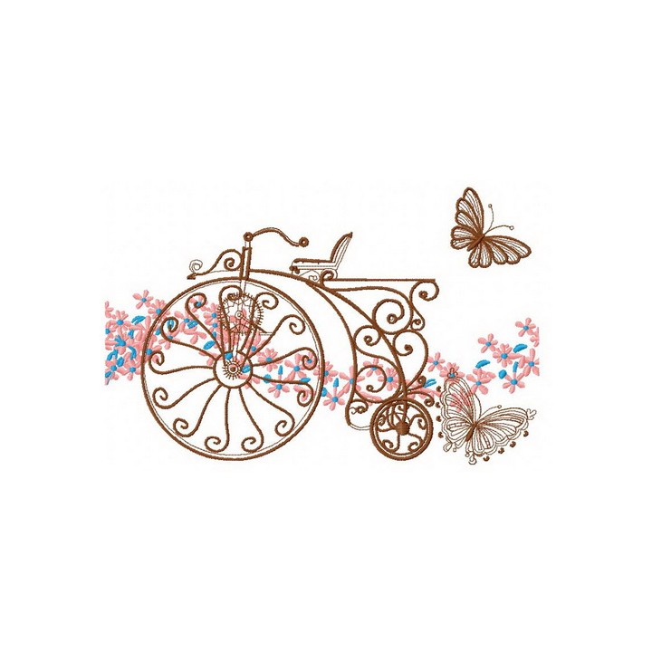 Retro bicycle embroidery design - Embroidery Design