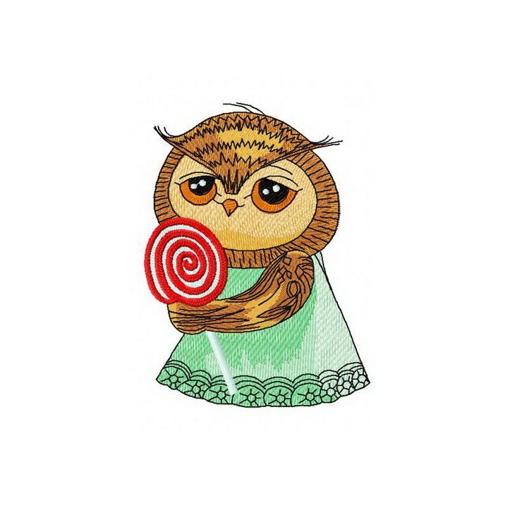 Owl with lollipop 2 embroidery design - Embroidery Design