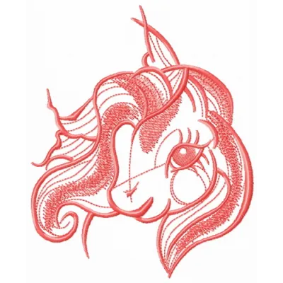 Embroidery design preview of a cute My Little Pony sketch, ideal for stitching on t-shirts and tote bags.