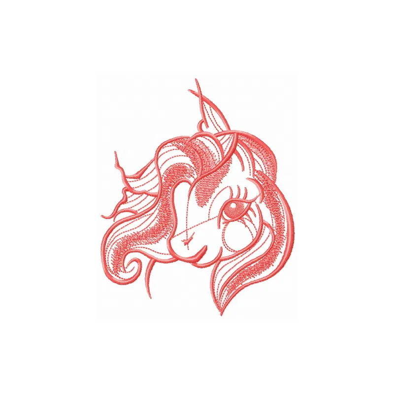Embroidery design preview of a cute My Little Pony sketch, ideal for stitching on t-shirts and tote bags.
