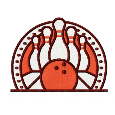 Bowling 2 embroidery design featuring a fun bowling motif, ideal for stitching on t-shirts, caps, or tote bags.