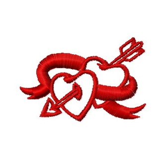 Two hearts and arrow embroidery design - Embroidery Design