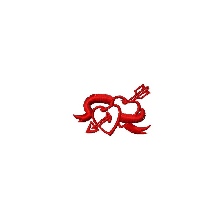 Two hearts and arrow embroidery design - Embroidery Design