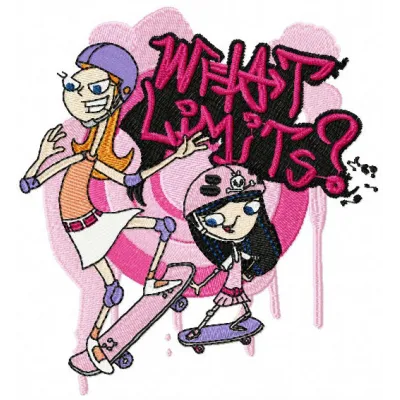 Preview of the 'What Limits Embroidery Design' featuring Phineas and Ferb characters, ideal for creative projects.
