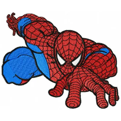 Spiderman climbing 2 embroidery design featuring a dynamic Spiderman motif for creative stitching projects.
