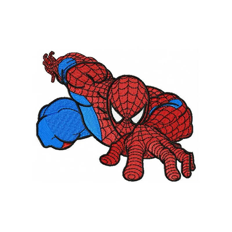 Spiderman climbing 2 embroidery design featuring a dynamic Spiderman motif for creative stitching projects.