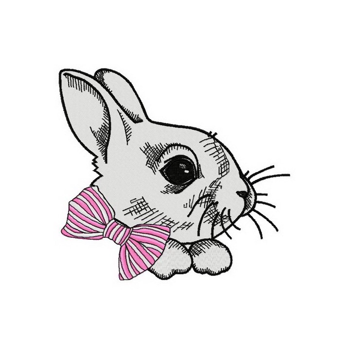White bunny 4 embroidery design - Embroidery Design