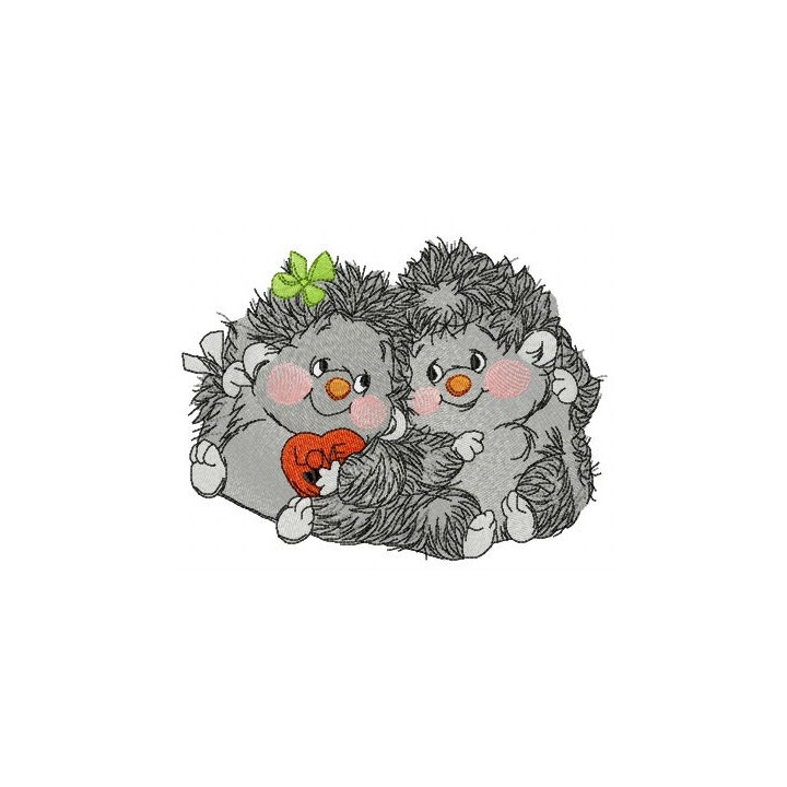 Hedgehog's Valentine's day embroidery design - Embroidery Design