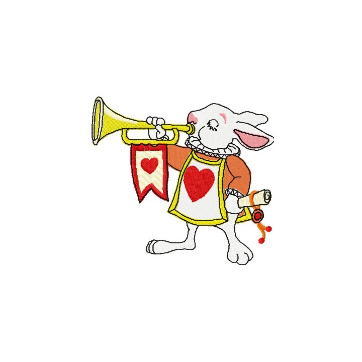 Rabbit trumpeter embroidery design - Embroidery Design